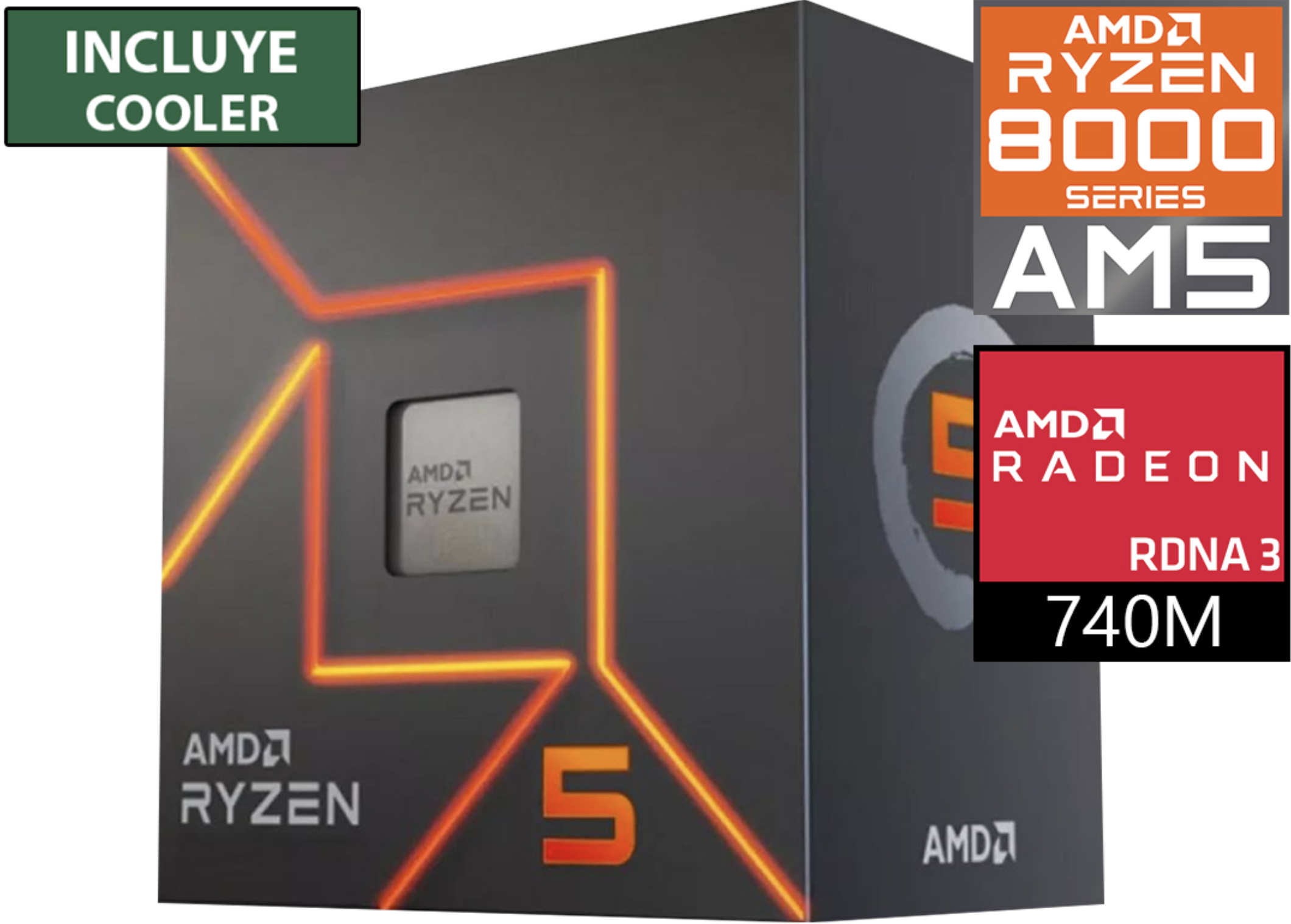 PROCESADOR AMD RYZEN 5 8500G 5GHZ 6 NUCLEOS 12 HILOS 8 GPU 16MB CACHE L3 6MB CACHE L2 RADEON 740M GRAPHICS 65W AM5