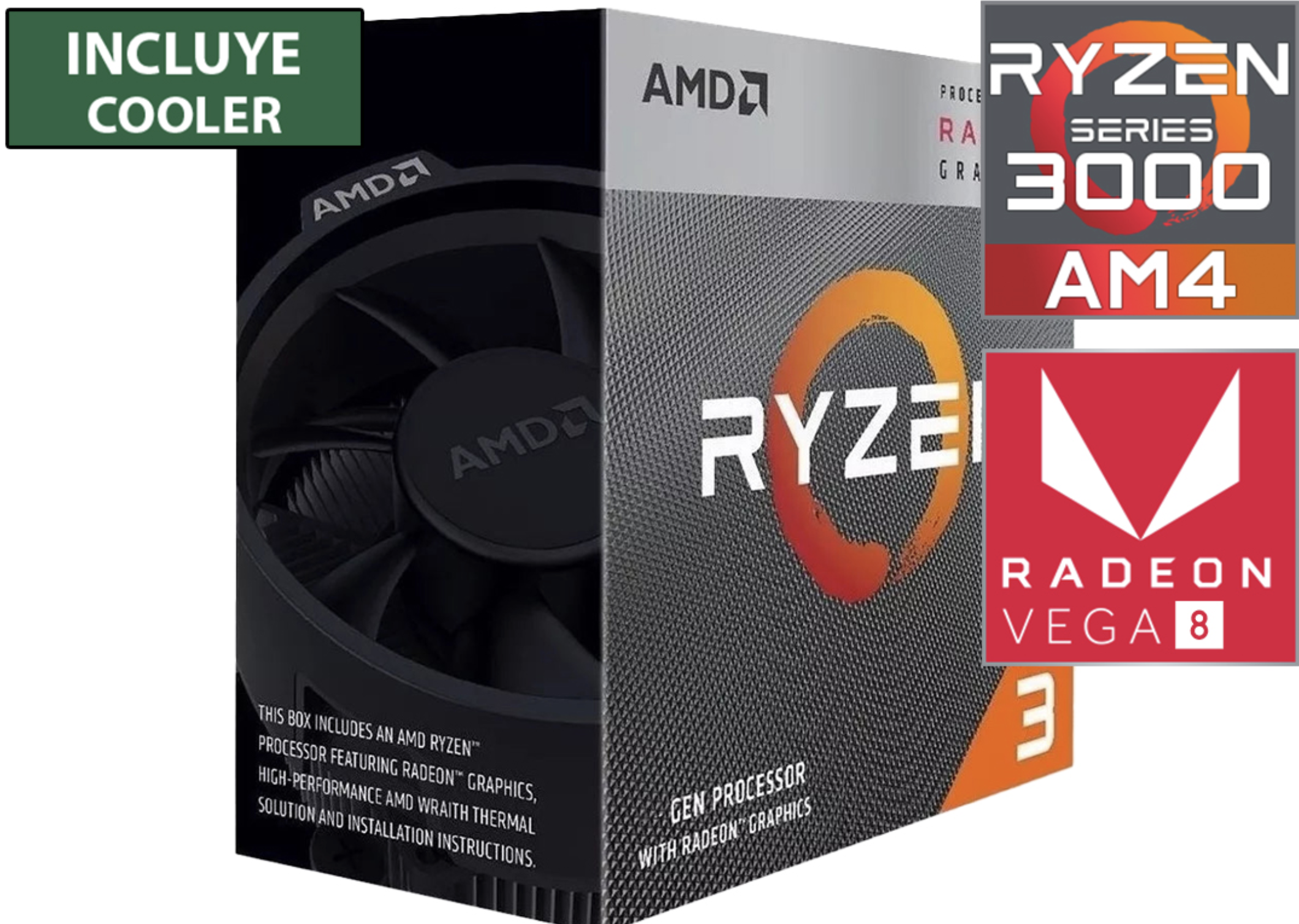 PROCESADOR AMD RYZEN 3 3200G 3.6GHZ A 4.0GHZ 4 NUCLEOS 4 HILOS 8 GPU 6MB DE CACHE VEGA GRAPHICS 8 AM4