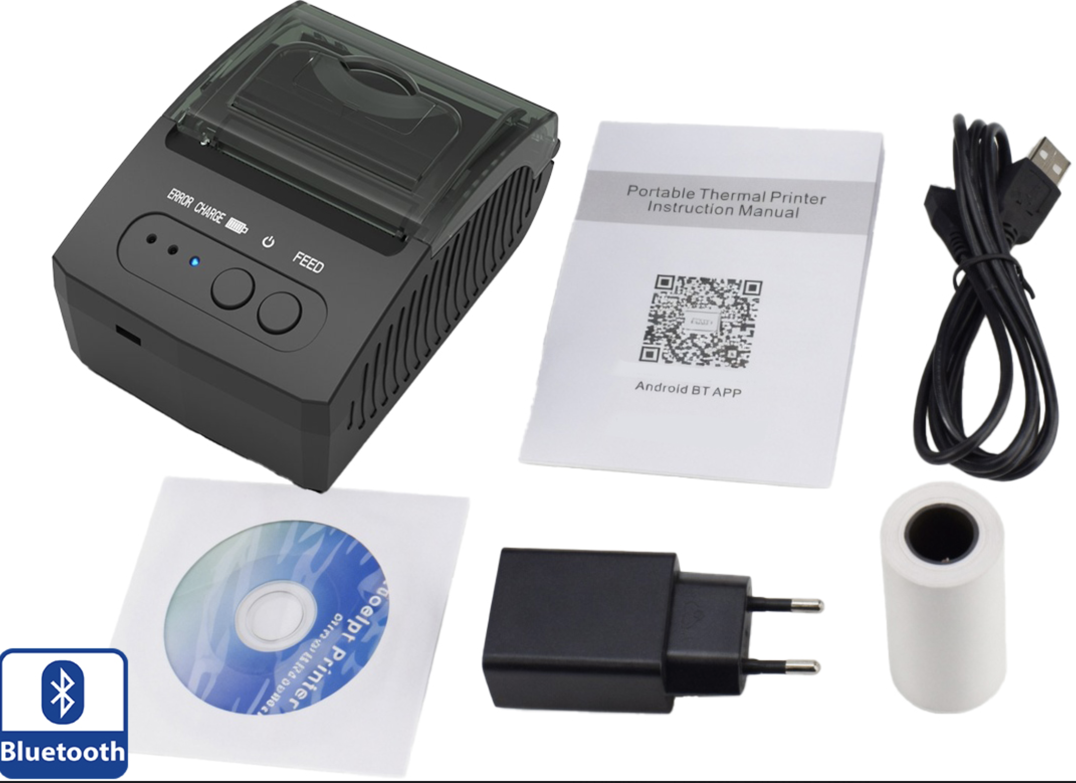 IMPRESORA TERMICA NETUM POS-5811DD MINI PORTATIL A BATERIA 70MM/S BLUETOOTH 4.0 ANDROID APPLE USA ROLLO TERMICO 55X50MM CODIGO 18829 - INCLUYE CARGADO