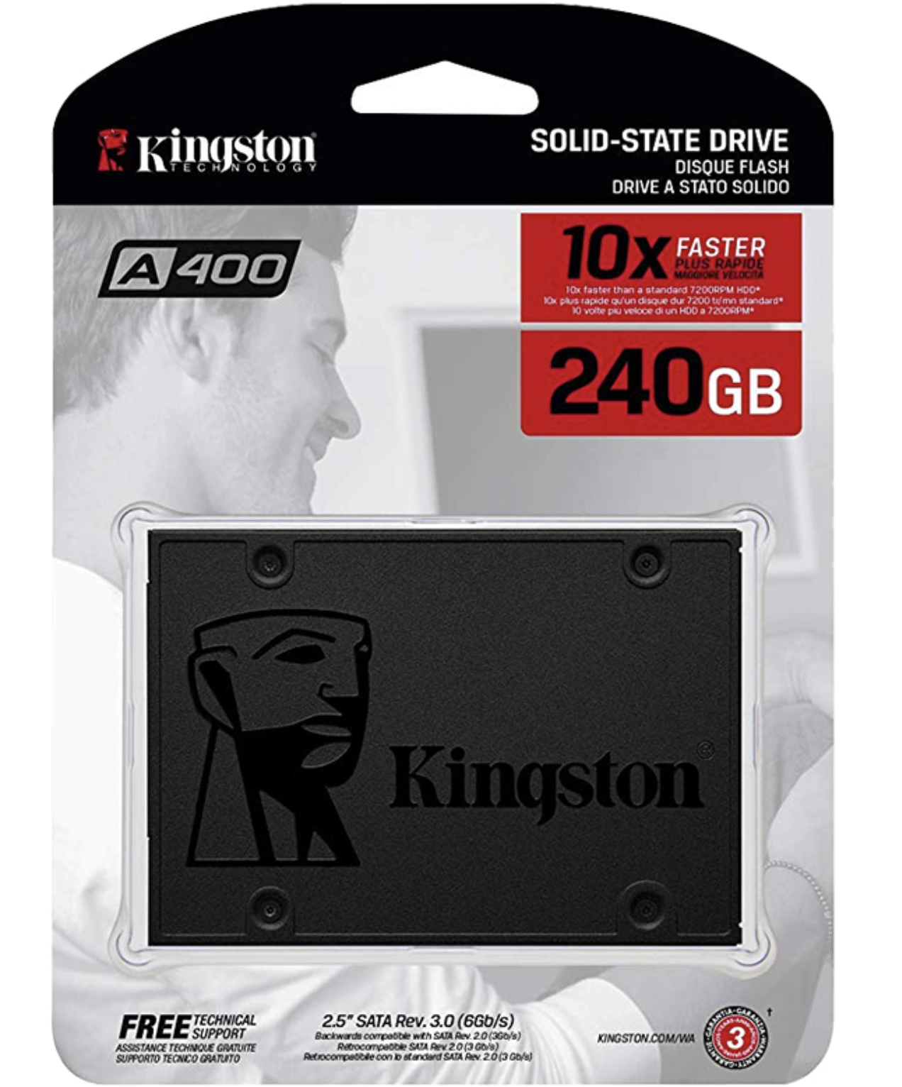 DISCO SOLIDO SSD 240GB 2.5 SATA III KINGSTON A400 LECTURA HASTA 500MB Y ESCRITURA HASTA 450MB