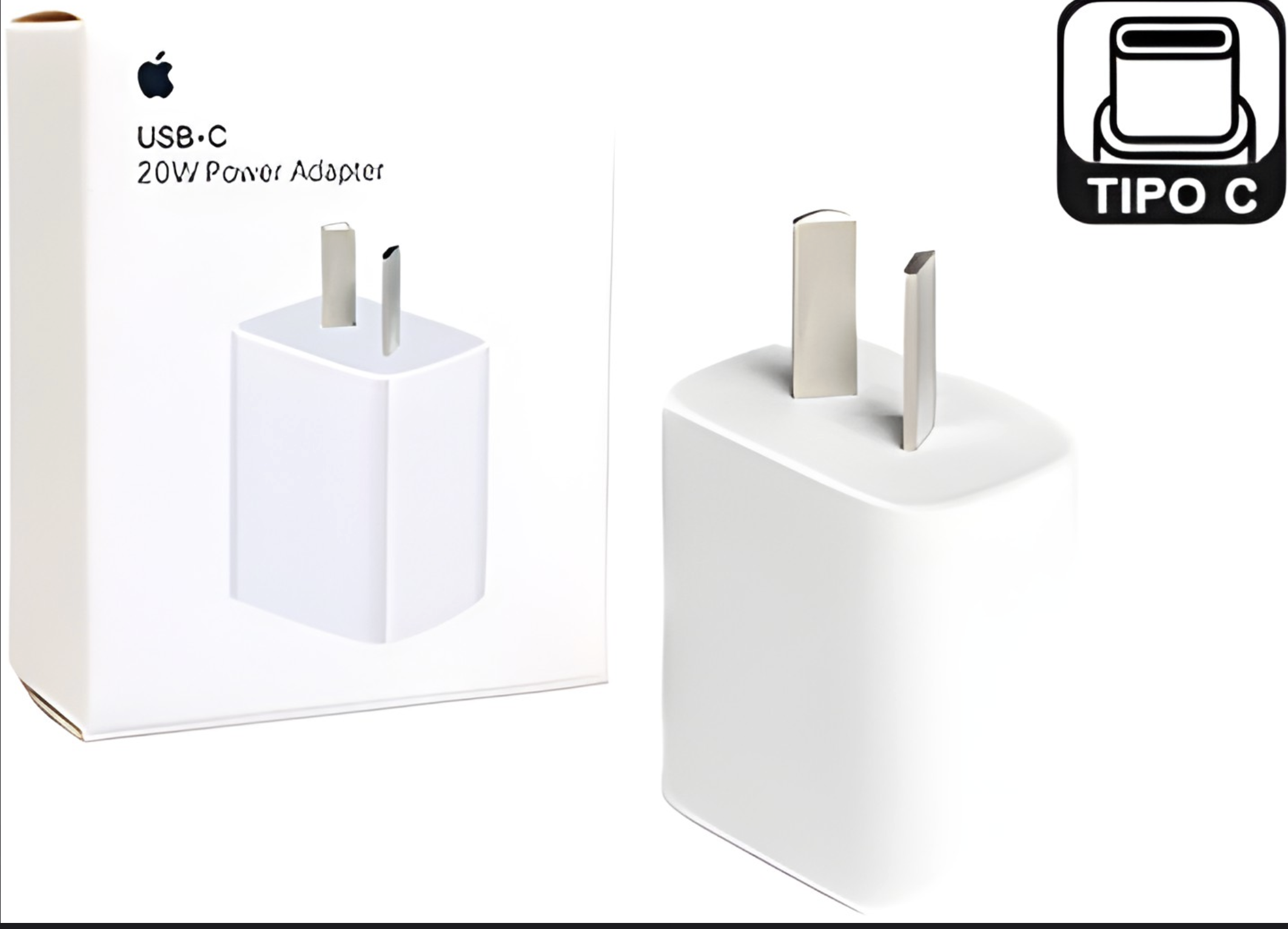 CARGADOR 220V 5V 2A USB TIPO C H APPLE IPHONE SIN CABLE EN CAJA REPLICA