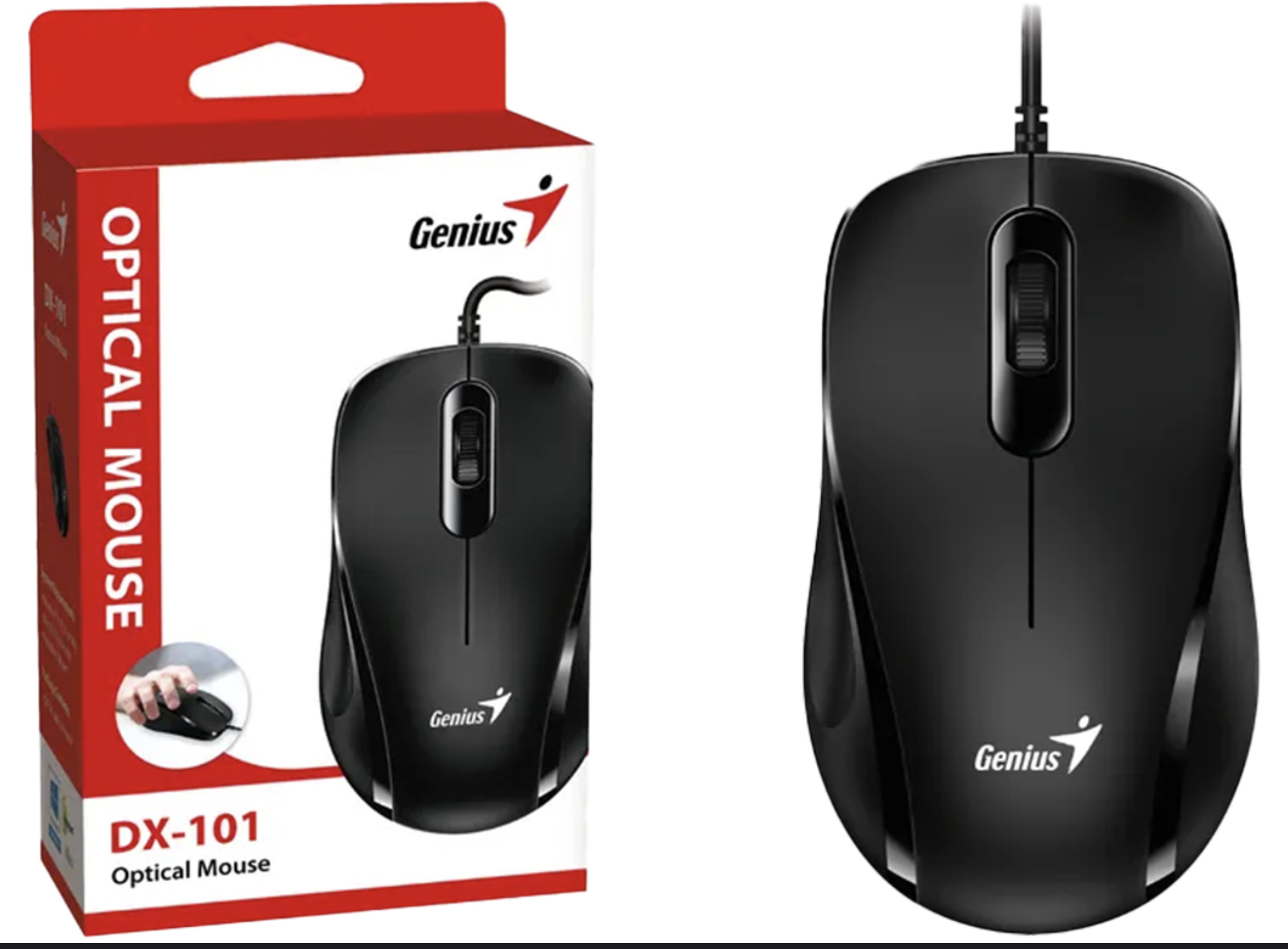MOUSE GENIUS DX-101 USB CABLE 1.5MTS 3 BOTONES NEGRO