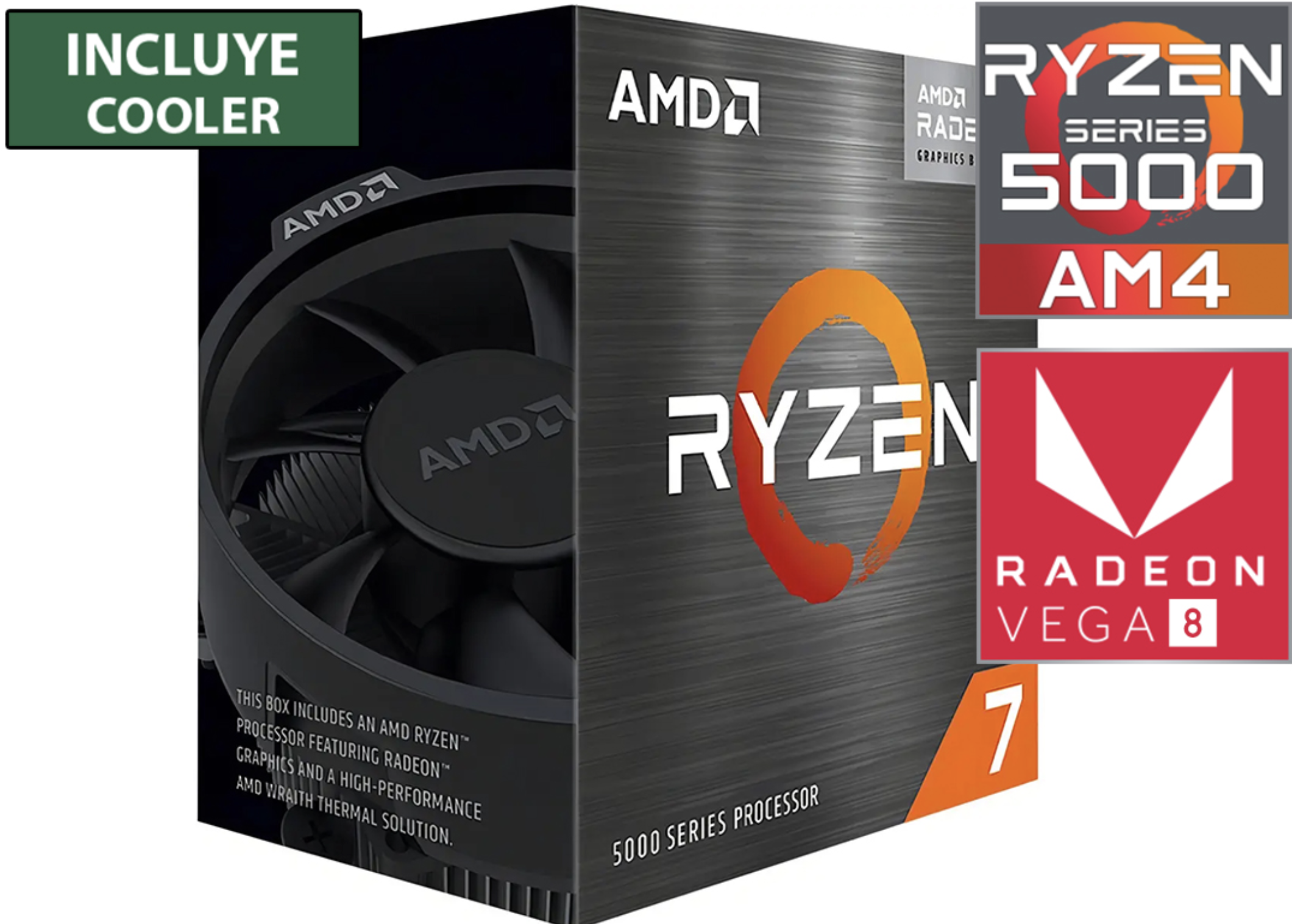 PROCESADOR AMD RYZEN 7 5700G 3.8HZ A 4.6GHZ 8 NUCLEOS 16 HILOS 8 GPU 20MB DE CACHE RADEON VEGA GRAPHICS 65W AM4