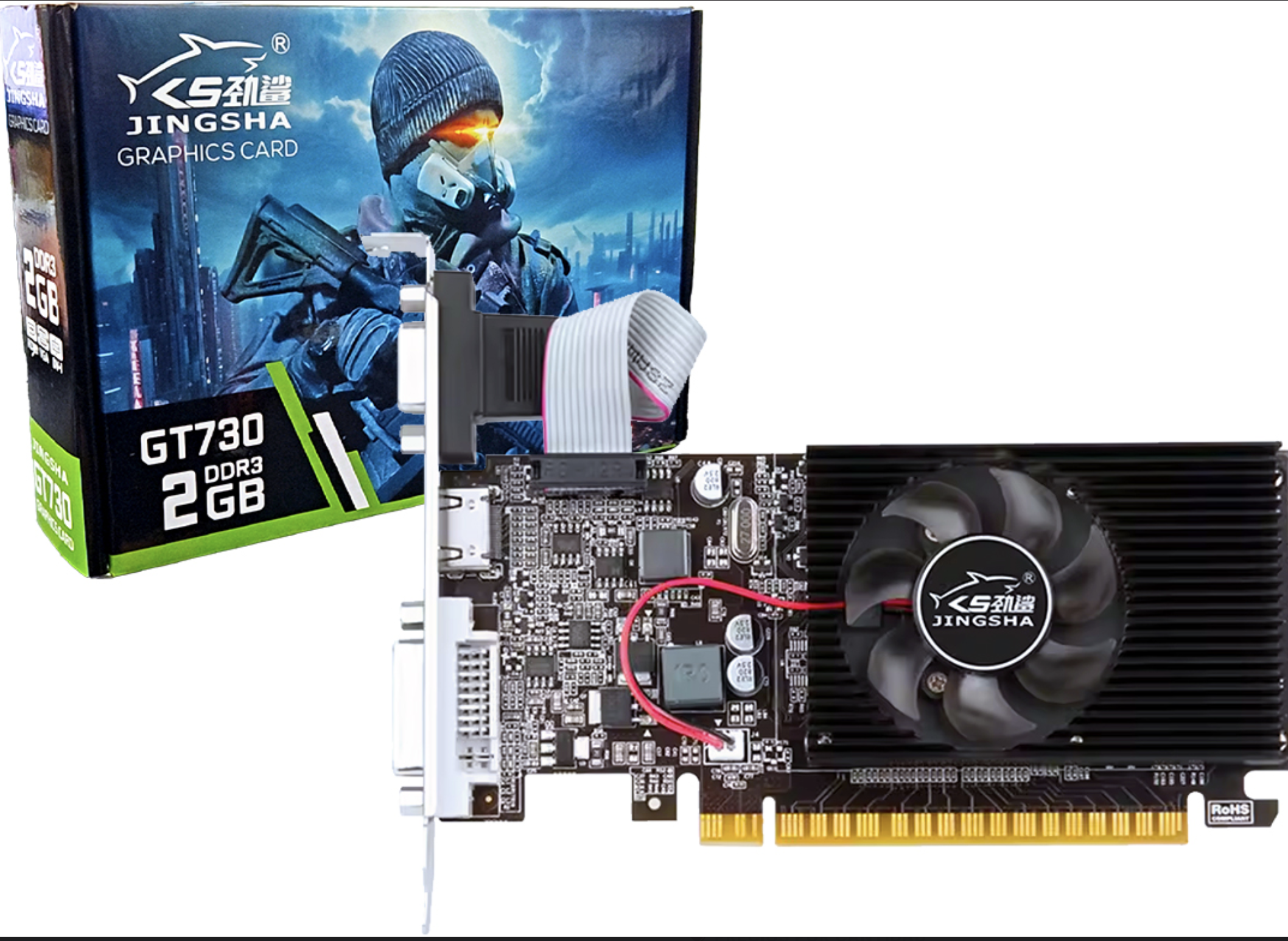 PLACA DE VIDEO SZMZ BY JINGSHA GEFORCE GT730 2GB DDR3 VGA HDMI DVI-I - NO REQUIERE ALIMENTACION