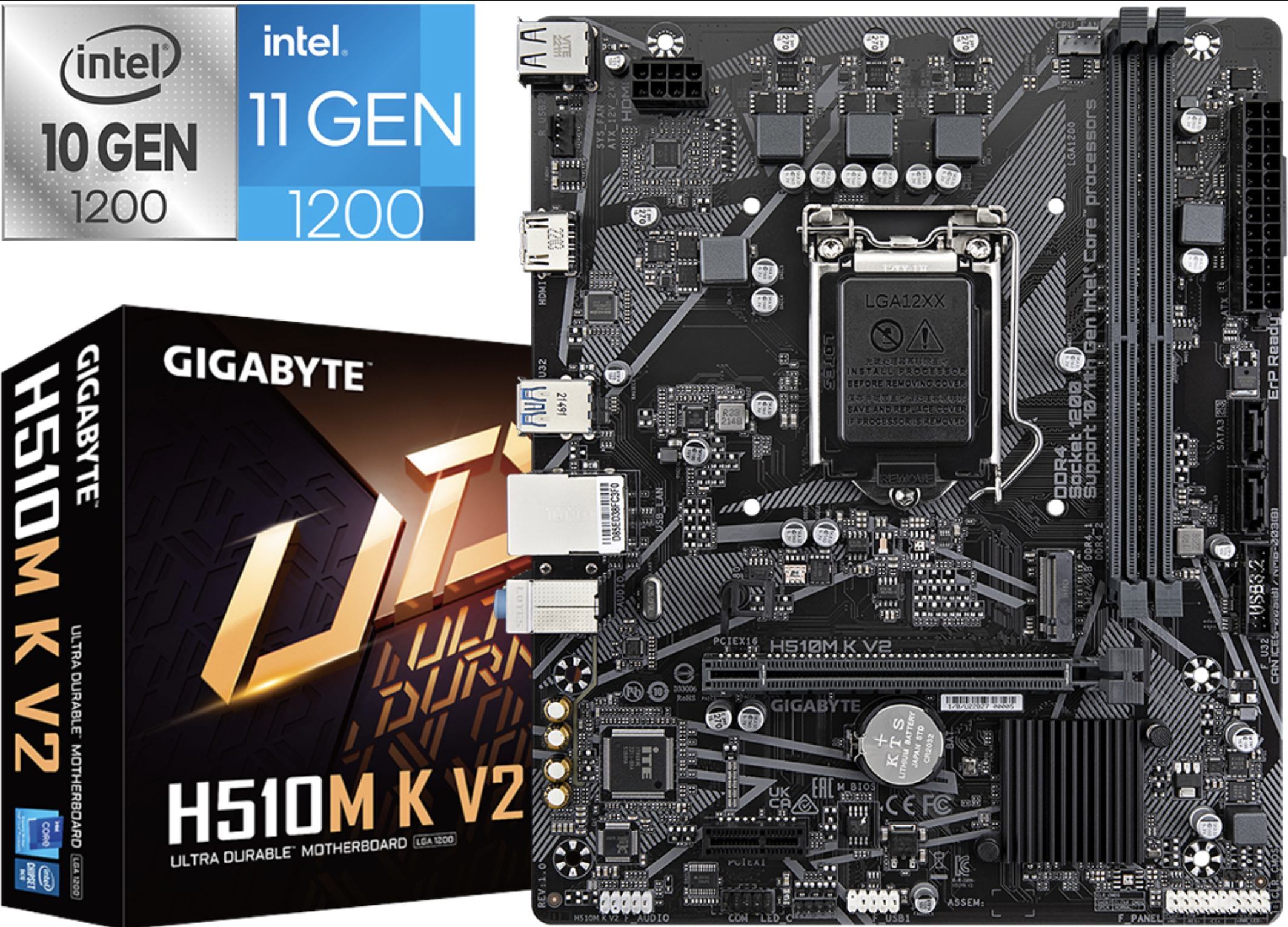 MOTHER GIGABYTE H510M K V2 1200 2XDDR4 1XHDMI 4XUSB 2XUSB3.0 RJ45 GIGABIT 1XM2 2XSATA 1XRGB 4 PIN - 1200 DECIMA Y UNDECIMA GENERACION CHIPSET H470