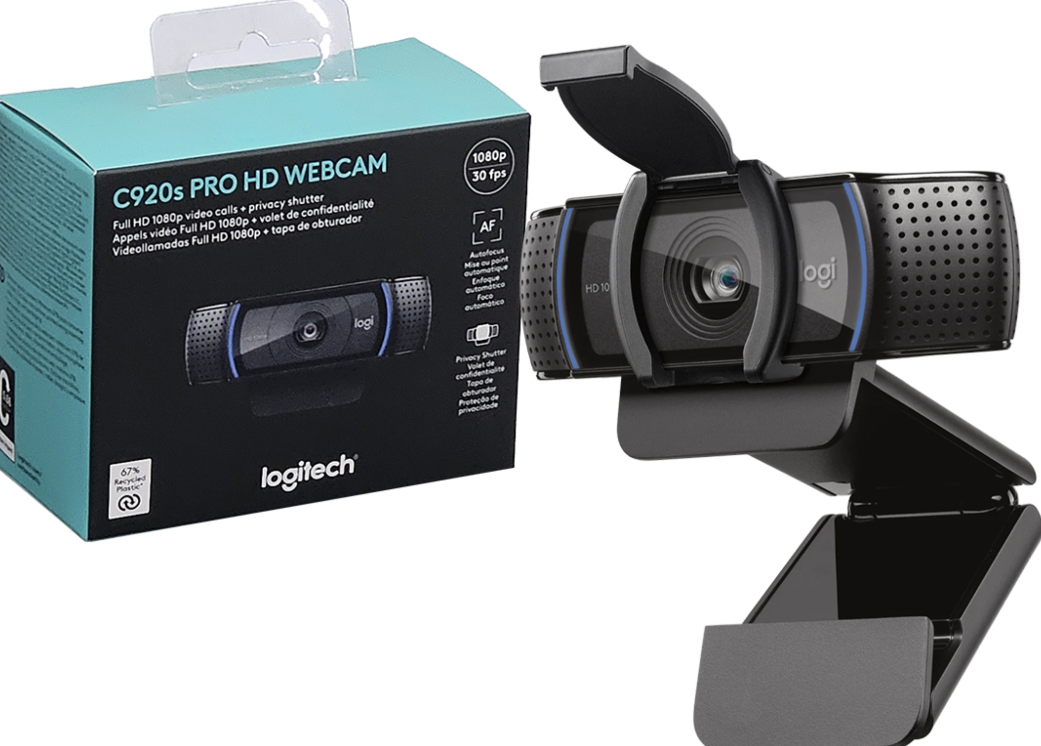 WEBCAM LOGITECH C920S 1080P FHD 30FPS AUTOFOCO VISION 78 GRADOS AUDIO ESTEREO DUAL MICROFONO