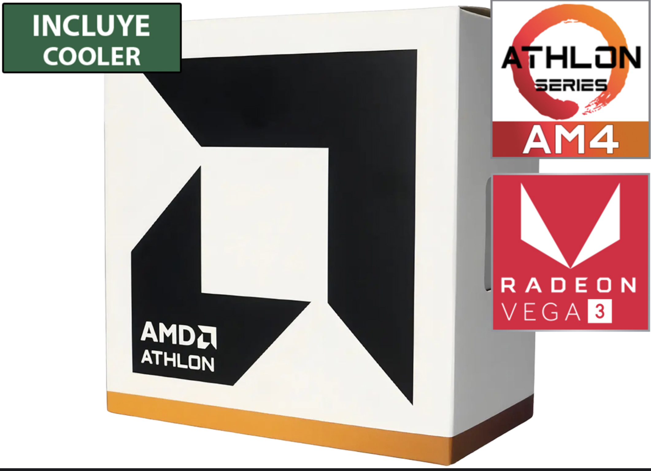 PROCESADOR AMD ATHLON 3000G 3.5GHZ 4 MB DE CACHE 2 NUCLEOS 4 HILOS 14NM 35W RADEON VEGA 3 AM4