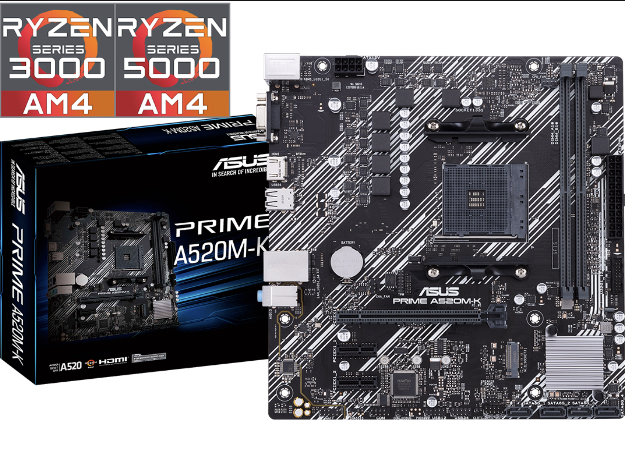 MOTHER ASUS PRIME A520M-K VGA HDMI 1XPS2 2XUSB2.0 4XUSB3.0 1XM2 NMVE 2XDDR4 4XSATA BIOS3602 AMD AM4 RYZEN SERIE 3000 4000 5000 3200G 3400G YA ACTUALIZ