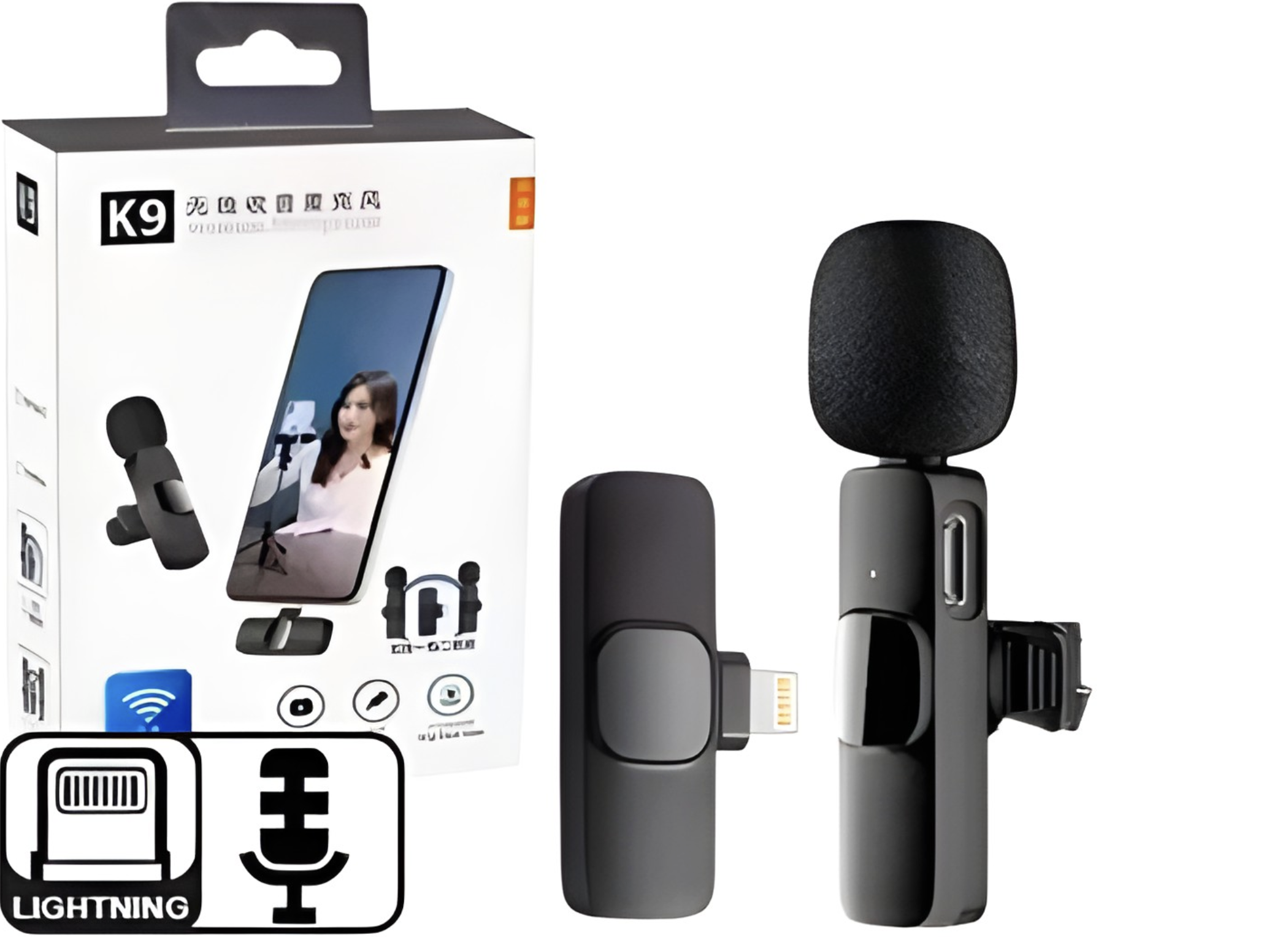 MICROFONO K9 LAVALIER CONECTOR LIGHTNING BLUETOOTH ENTREVISTAS PERIODIOSMO AIRE LIBRE SOLO APPLE IPHONE