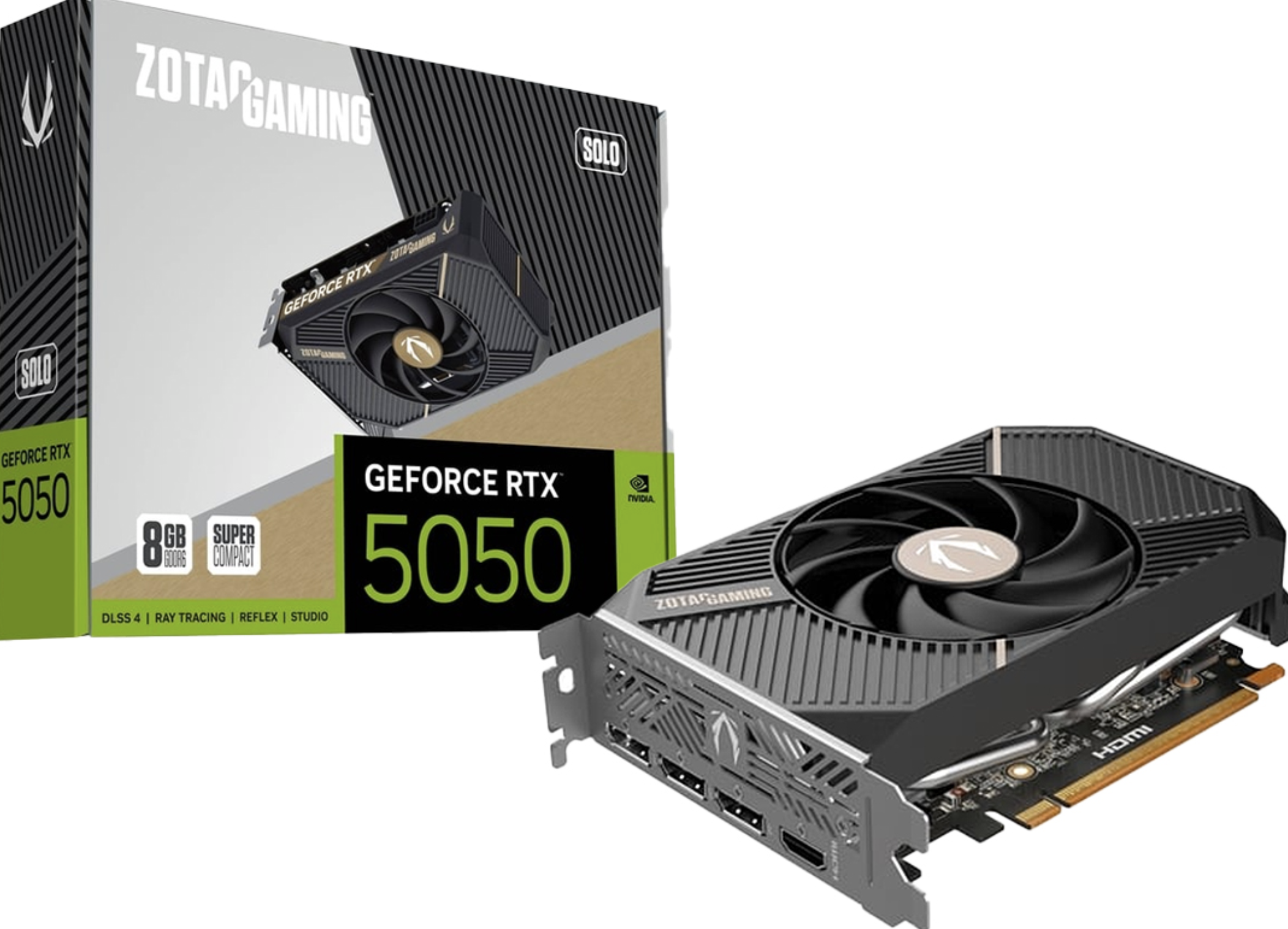 PLACA DE VIDEO ZOTAC RTX5050 SOLO 8GB GDRR6 3XDISPLAYPORT 1XHDMI - REQUIERE CONECTOR 8 PINES PARA ALIMENTACION