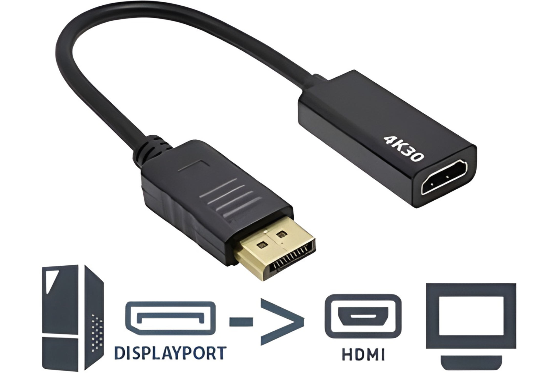 ADAPTADOR DISPLAYPORT M A HDMI H - NO ES BIDIRECCIONAL - 4K 30HZ 1080P