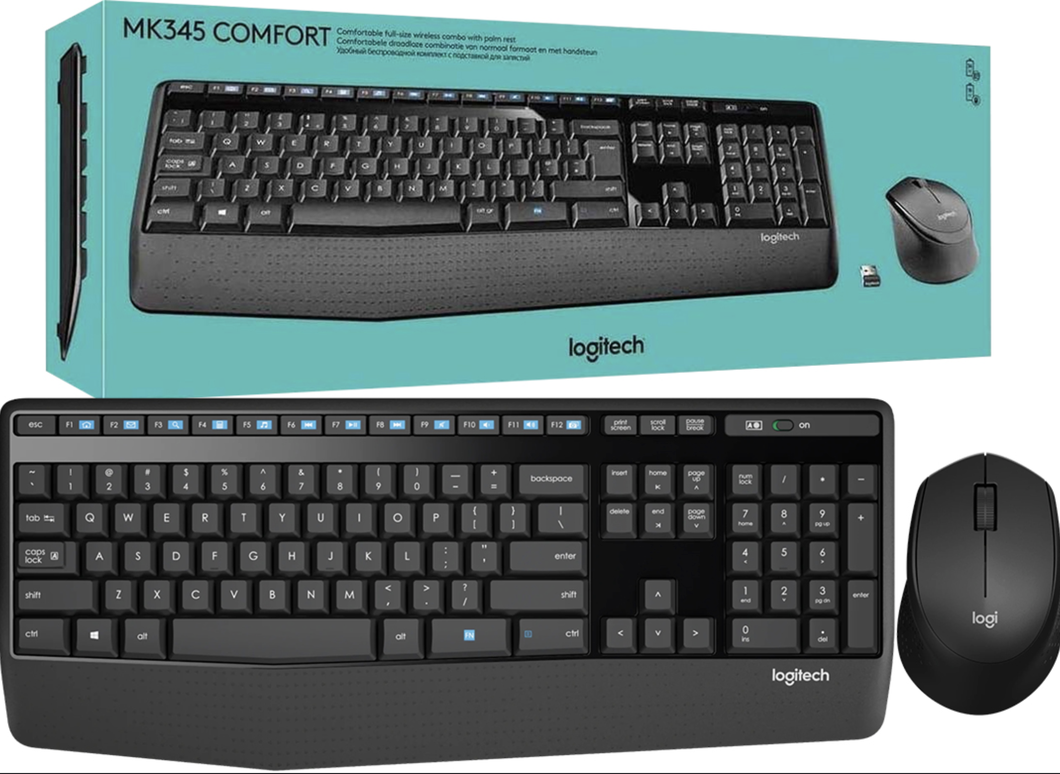 KIT TECLADO + MOUSE LOGITECH MK345 ESPANOL CON ENIE NEGRO INALAMBRICO