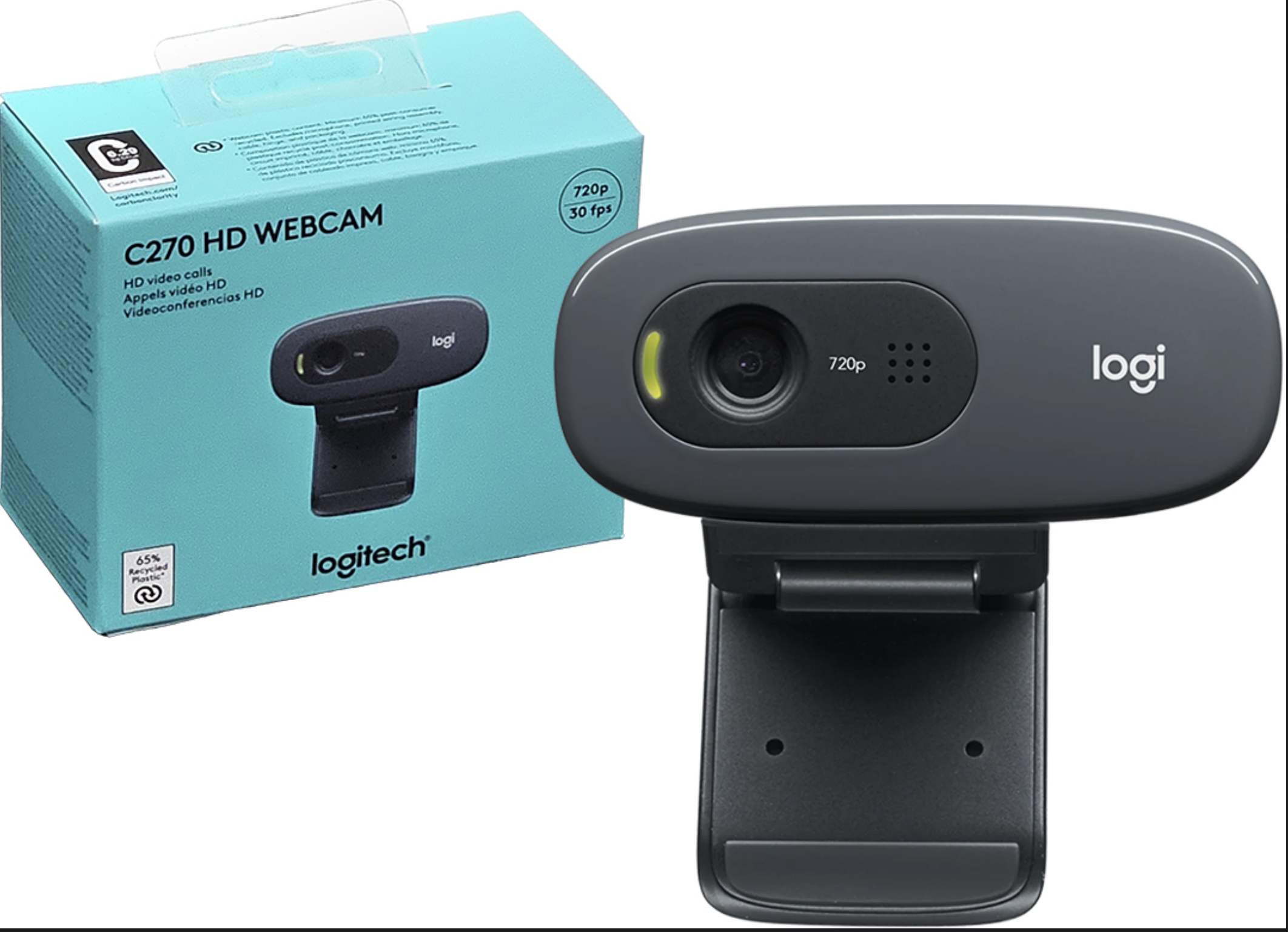 WEBCAM LOGITECH C270 720P HD CON MICROFONO INCORPORADO CABLE 1.5MTS NEGRA