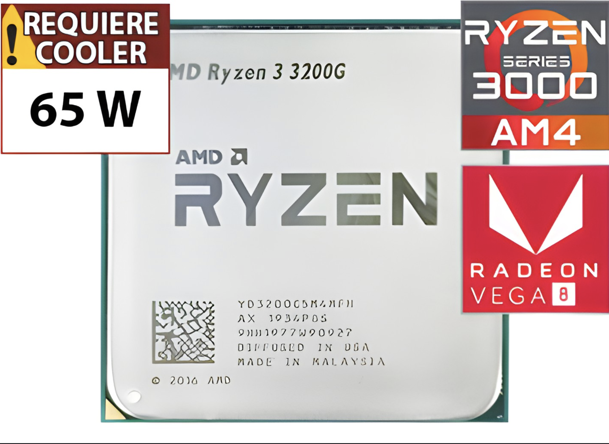 PROCESADOR AMD RYZEN 3 3200G 3.6GHZ A 4.0GHZ 4 NUCLEOS 4 HILOS 8 GPU 6MB DE CACHE VEGA GRAPHICS 8 AM4 - OUTLET - USADO - OEM - SIN CAJA NI COOLER VENT