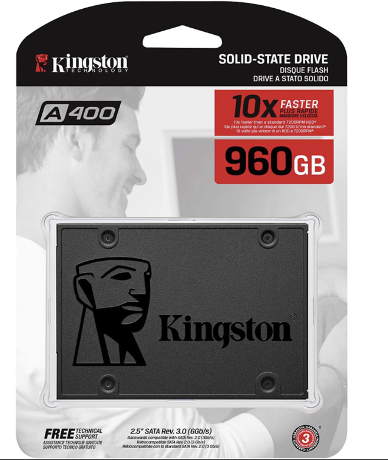 DISCO SOLIDO SSD 960GB 2.5 SATA III KINGSTON A400 LECTURA HASTA 500MB Y ESCRITURA HASTA 450MB
